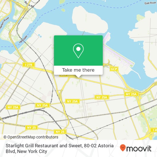 Mapa de Starlight Grill Restaurant and Sweet, 80-02 Astoria Blvd