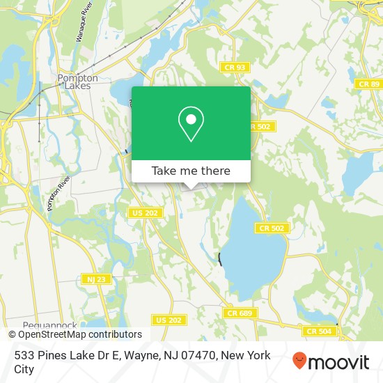 Mapa de 533 Pines Lake Dr E, Wayne, NJ 07470