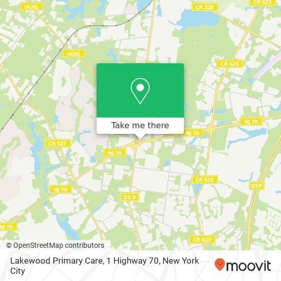 Lakewood Primary Care, 1 Highway 70 map