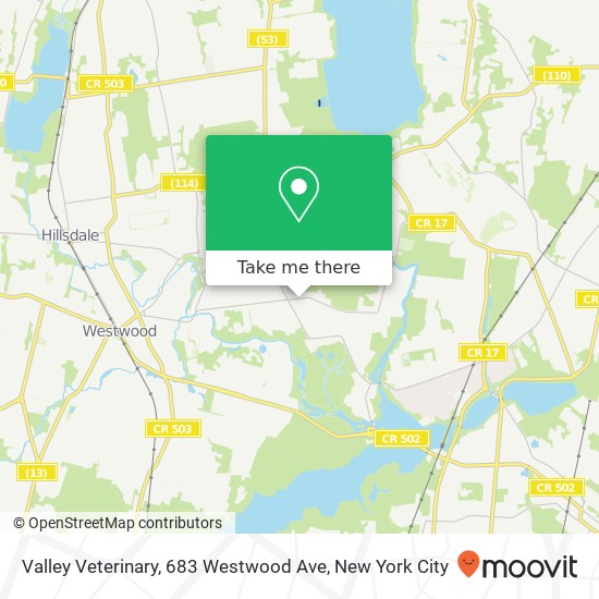 Mapa de Valley Veterinary, 683 Westwood Ave