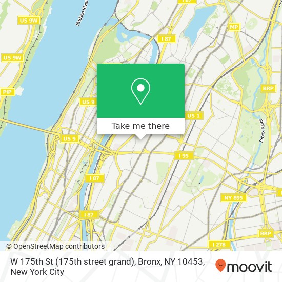 Mapa de W 175th St (175th street grand), Bronx, NY 10453