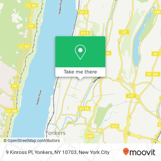 Mapa de 9 Kinross Pl, Yonkers, NY 10703