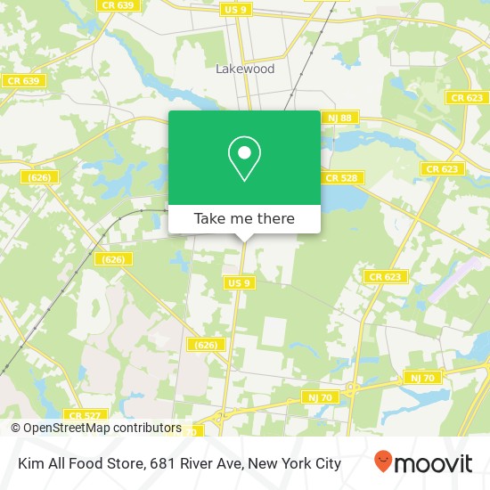 Mapa de Kim All Food Store, 681 River Ave