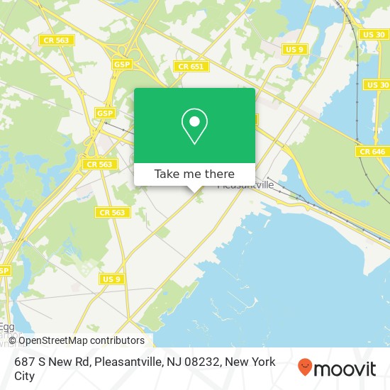 Mapa de 687 S New Rd, Pleasantville, NJ 08232