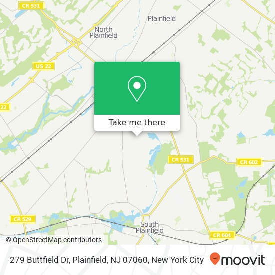 Mapa de 279 Buttfield Dr, Plainfield, NJ 07060