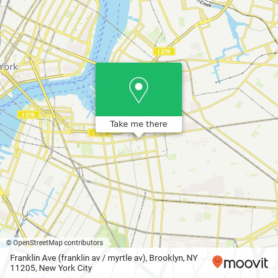Mapa de Franklin Ave (franklin av / myrtle av), Brooklyn, NY 11205