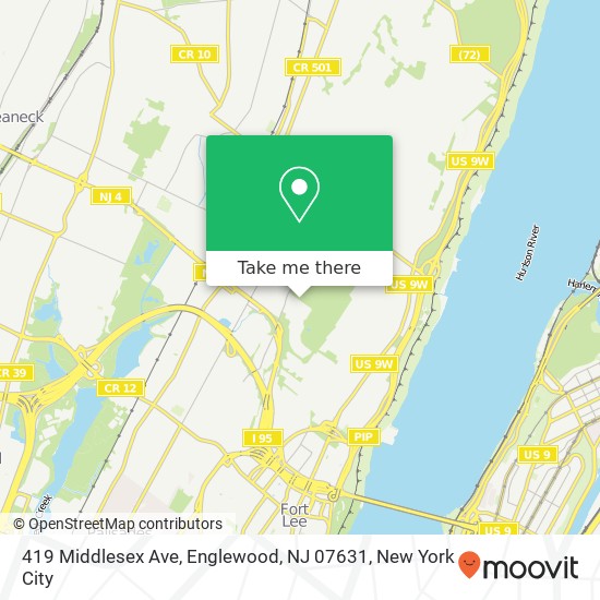 Mapa de 419 Middlesex Ave, Englewood, NJ 07631