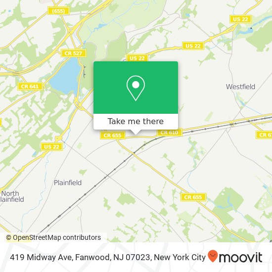 Mapa de 419 Midway Ave, Fanwood, NJ 07023