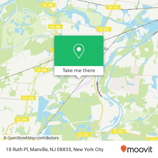 Mapa de 18 Ruth Pl, Manville, NJ 08835