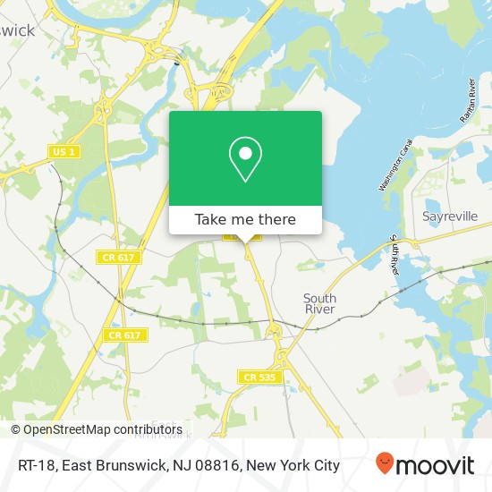 Mapa de RT-18, East Brunswick, NJ 08816