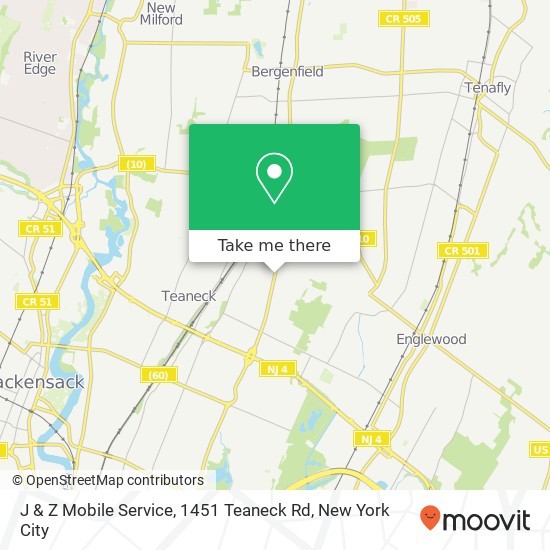 Mapa de J & Z Mobile Service, 1451 Teaneck Rd