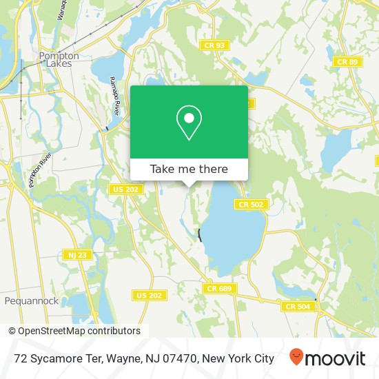 Mapa de 72 Sycamore Ter, Wayne, NJ 07470