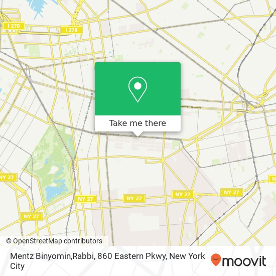 Mapa de Mentz Binyomin,Rabbi, 860 Eastern Pkwy