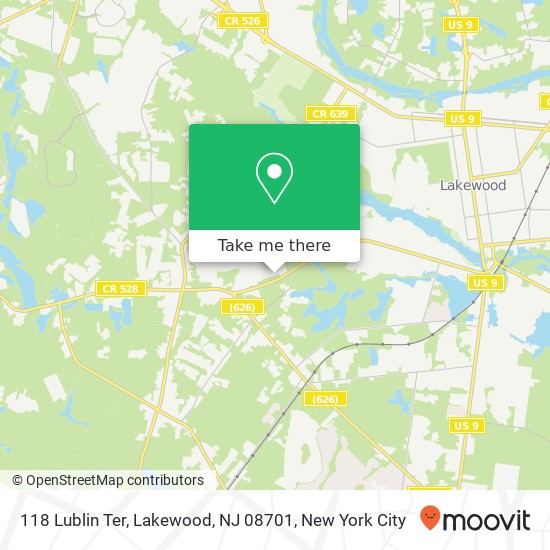 Mapa de 118 Lublin Ter, Lakewood, NJ 08701