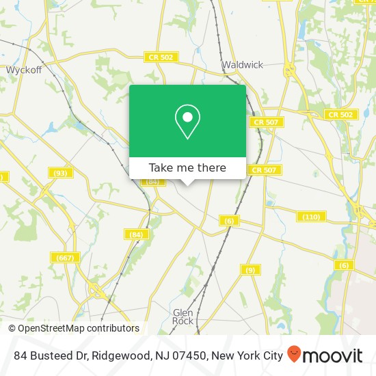 Mapa de 84 Busteed Dr, Ridgewood, NJ 07450