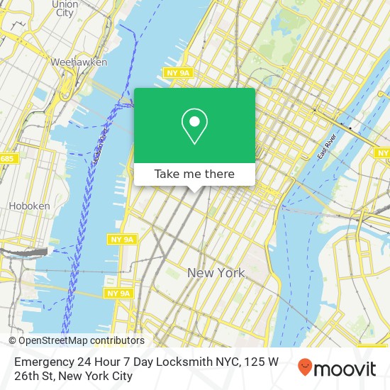 Emergency 24 Hour 7 Day Locksmith NYC, 125 W 26th St map