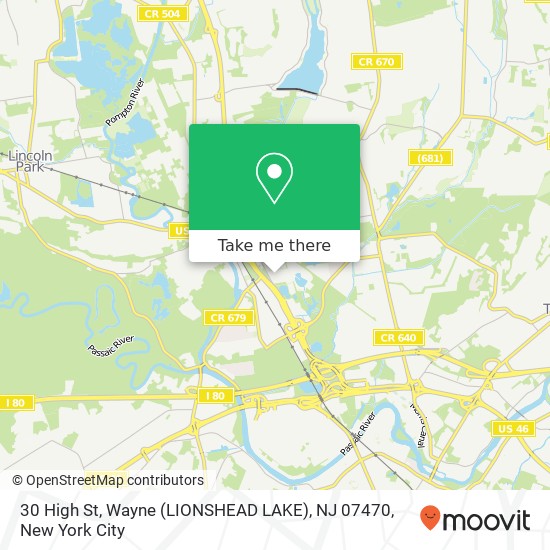 Mapa de 30 High St, Wayne (LIONSHEAD LAKE), NJ 07470