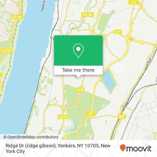 Mapa de Ridge Dr (ridge gibson), Yonkers, NY 10705