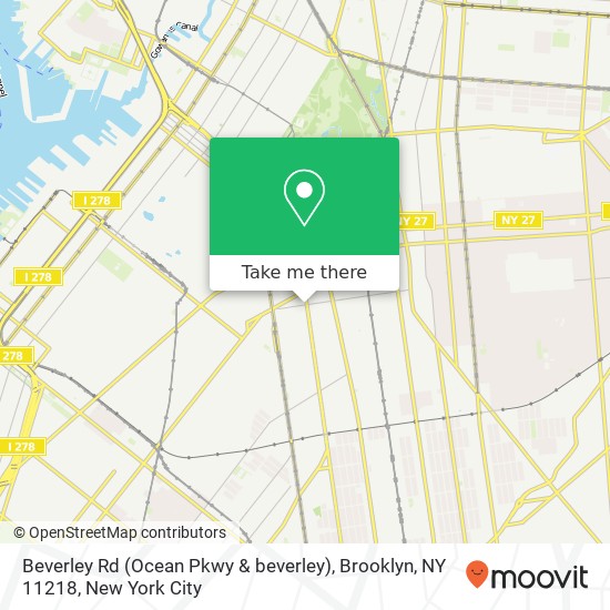 Mapa de Beverley Rd (Ocean Pkwy & beverley), Brooklyn, NY 11218