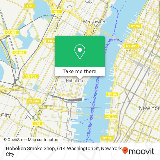 Mapa de Hoboken Smoke Shop, 614 Washington St