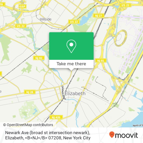 Newark Ave (broad st intersection newark), Elizabeth, <B>NJ< / B> 07208 map