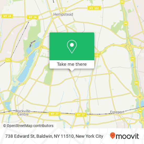 Mapa de 738 Edward St, Baldwin, NY 11510