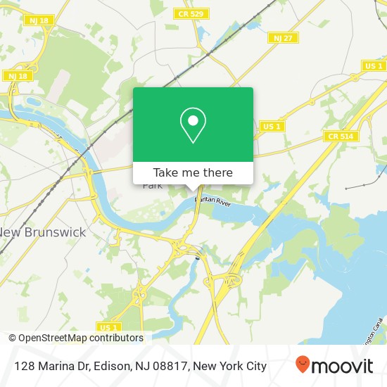 Mapa de 128 Marina Dr, Edison, NJ 08817