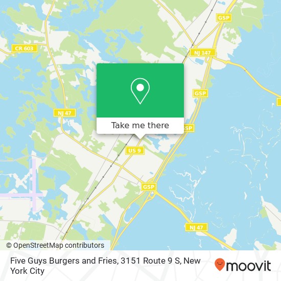Five Guys Burgers and Fries, 3151 Route 9 S map