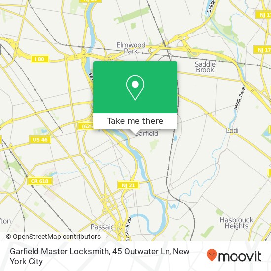 Mapa de Garfield Master Locksmith, 45 Outwater Ln