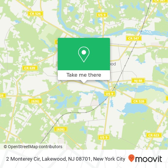 Mapa de 2 Monterey Cir, Lakewood, NJ 08701