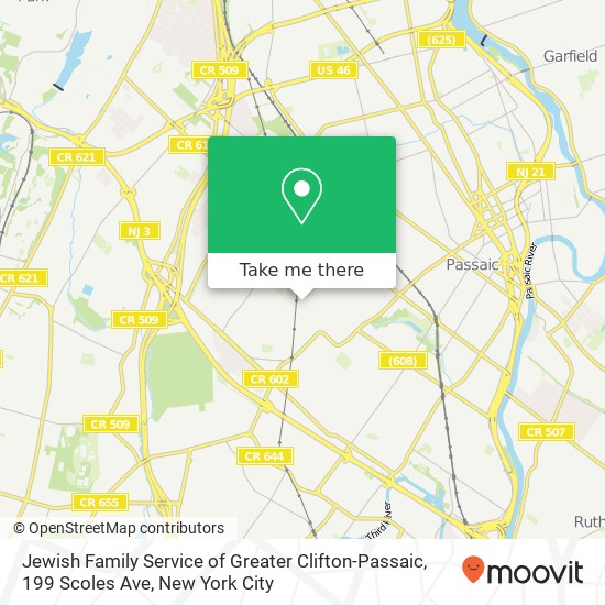 Mapa de Jewish Family Service of Greater Clifton-Passaic, 199 Scoles Ave