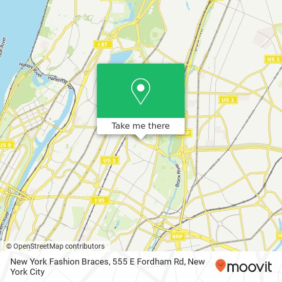 Mapa de New York Fashion Braces, 555 E Fordham Rd