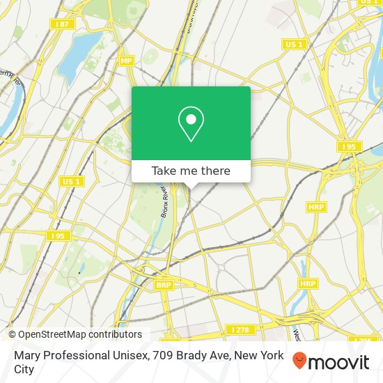 Mapa de Mary Professional Unisex, 709 Brady Ave