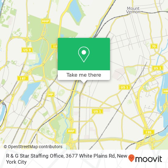 R & G Star Staffing Office, 3677 White Plains Rd map