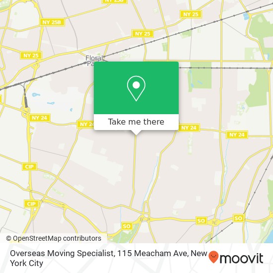 Mapa de Overseas Moving Specialist, 115 Meacham Ave