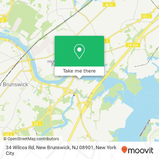 Mapa de 34 Wilcox Rd, New Brunswick, NJ 08901