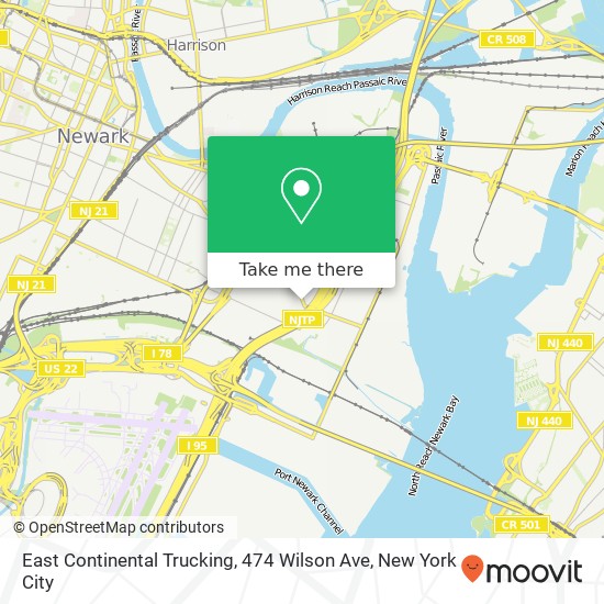 Mapa de East Continental Trucking, 474 Wilson Ave