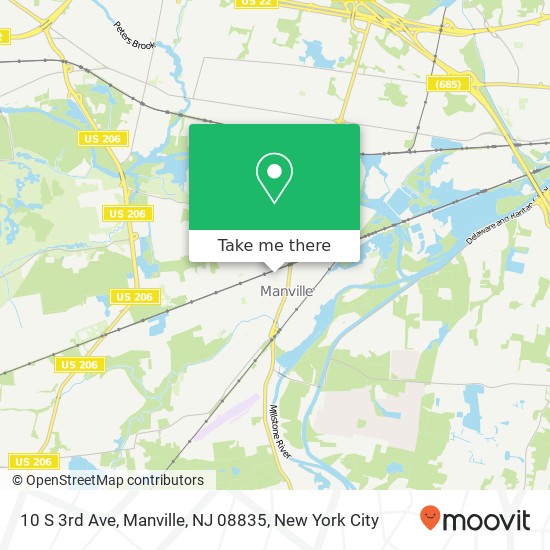 Mapa de 10 S 3rd Ave, Manville, NJ 08835