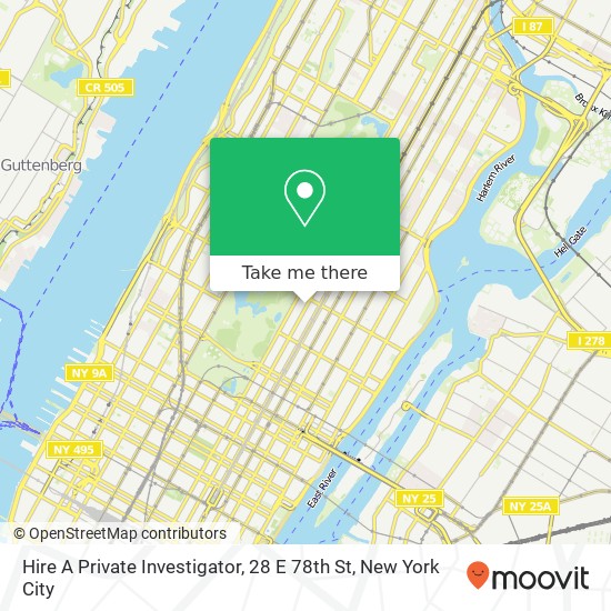 Hire A Private Investigator, 28 E 78th St map