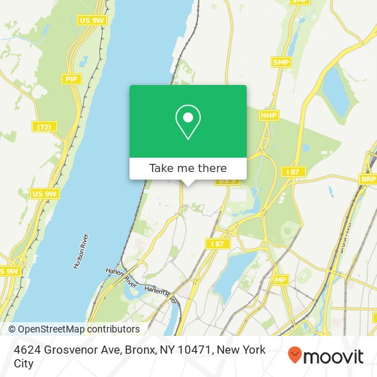 Mapa de 4624 Grosvenor Ave, Bronx, NY 10471