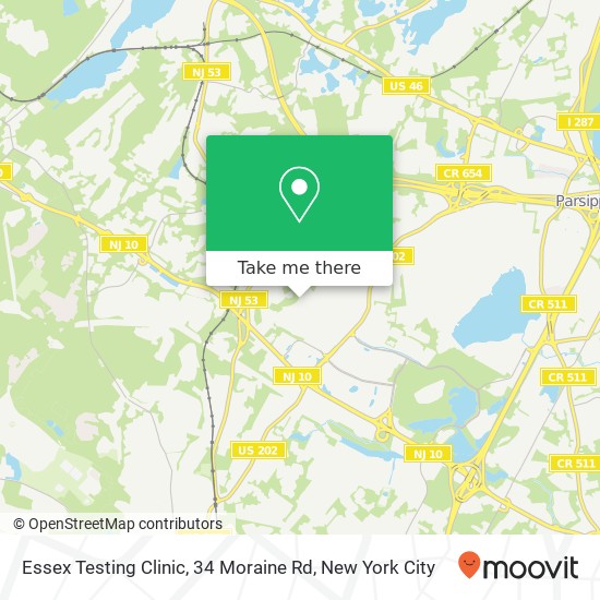 Mapa de Essex Testing Clinic, 34 Moraine Rd