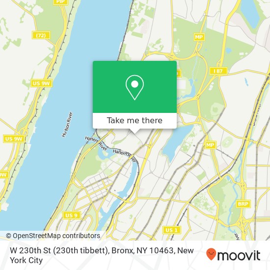 Mapa de W 230th St (230th tibbett), Bronx, NY 10463