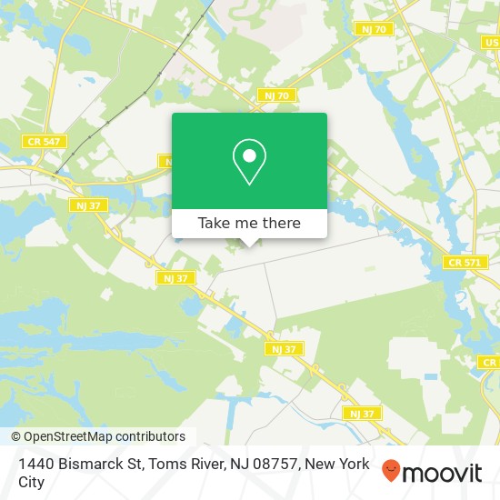 Mapa de 1440 Bismarck St, Toms River, NJ 08757