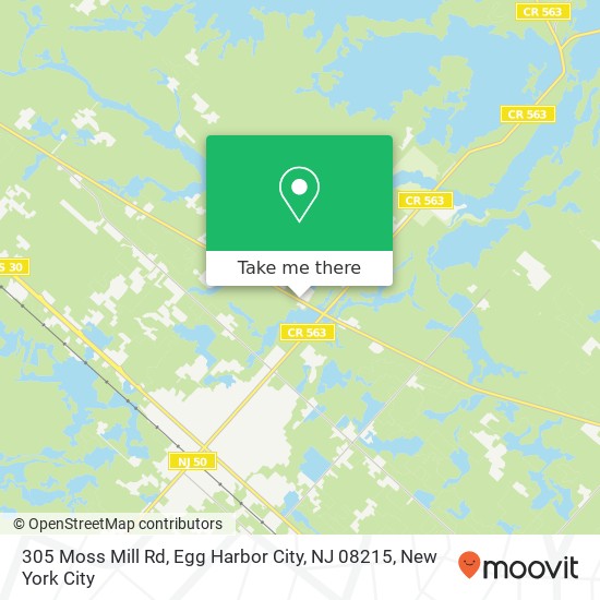 Mapa de 305 Moss Mill Rd, Egg Harbor City, NJ 08215