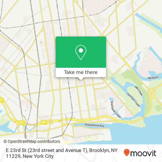 Mapa de E 23rd St (23rd street and Avenue T), Brooklyn, NY 11229