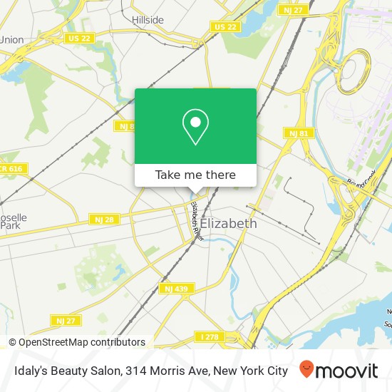 Mapa de Idaly's Beauty Salon, 314 Morris Ave