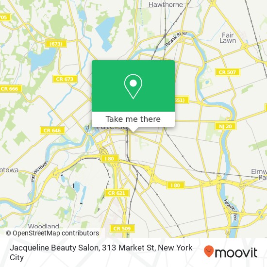 Mapa de Jacqueline Beauty Salon, 313 Market St