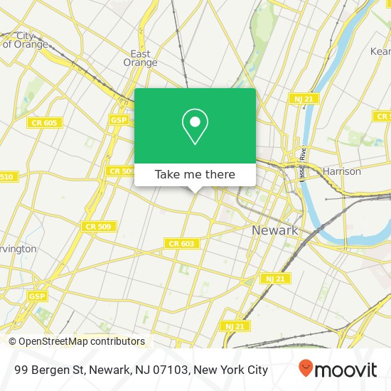 Mapa de 99 Bergen St, Newark, NJ 07103