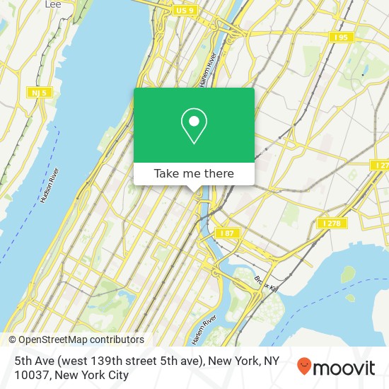 5th Ave (west 139th street 5th ave), New York, NY 10037 map