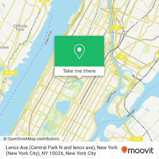 Lenox Ave (Central Park N and lenox ave), New York (New York City), NY 10026 map